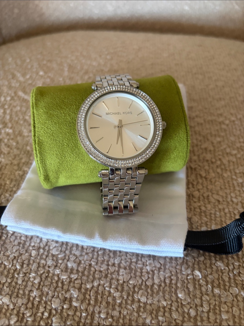 Michael Kors Silver Stainless Steel Crystal-Trim Watch
